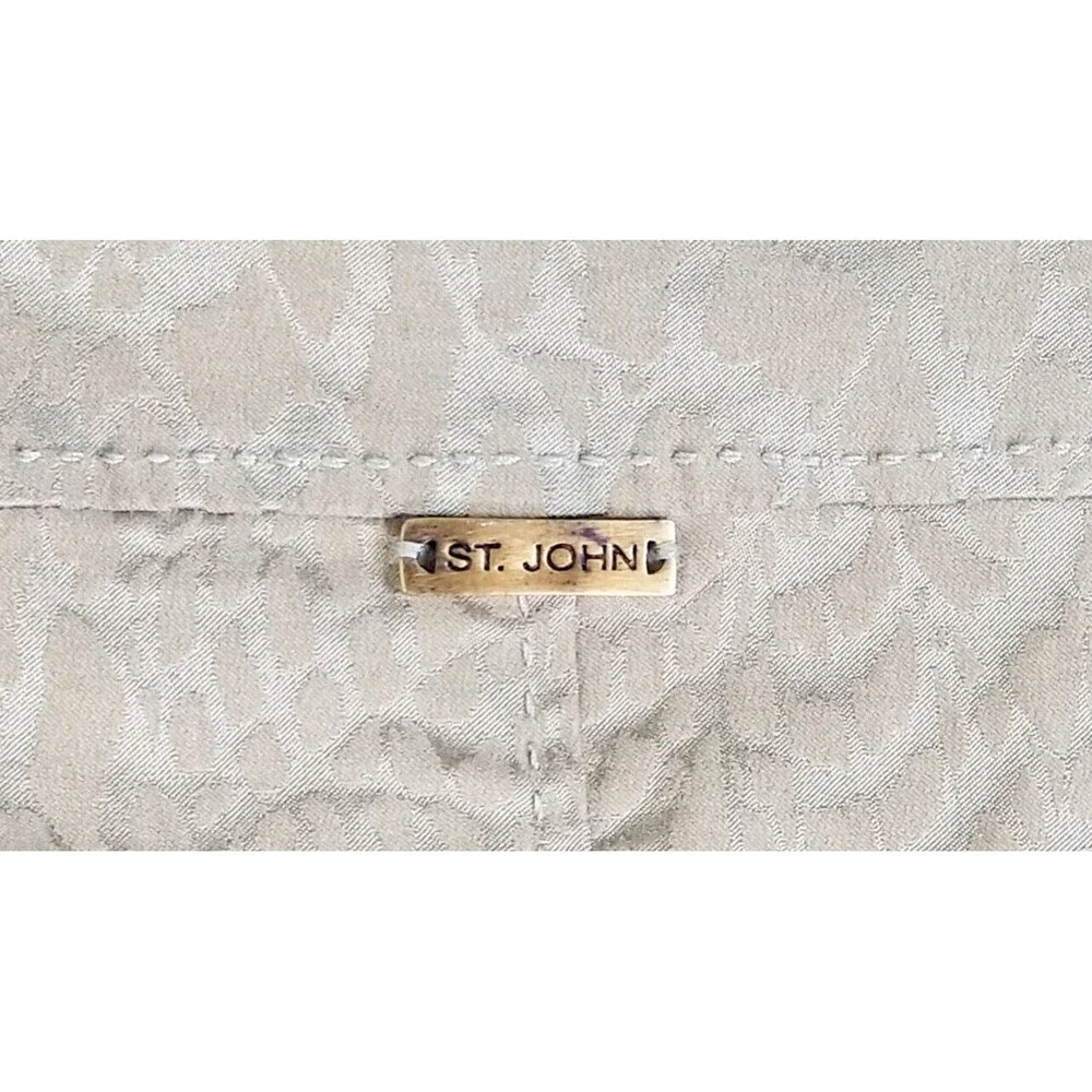ST JOHN SPORT Single Breasted Blazer Jacket Tan Jacquard Petite Small Two Button - Picture 5 of 6